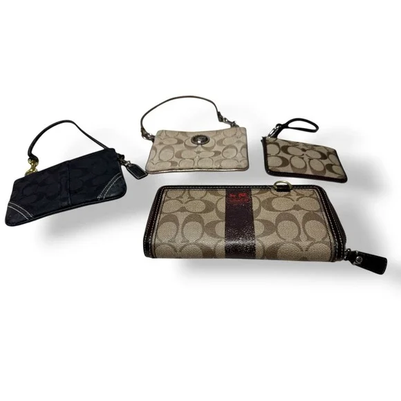 Coach Wallet Wristlet Set Lot Of 4 Y2K Signature Glam - Picture 2 of 5
